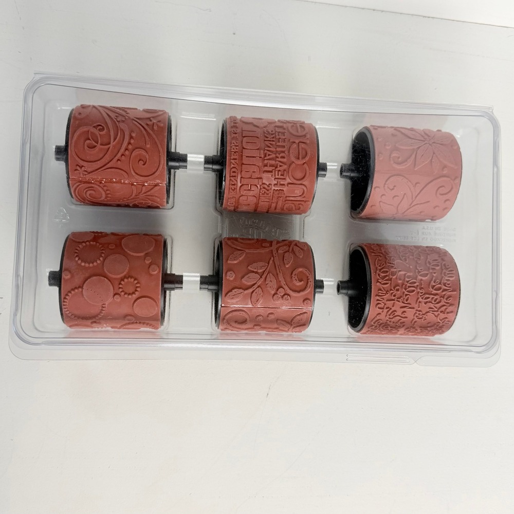 Stampin' Up Stampin' Around Jumbo Roller Stamp Wheels Lot of 6 with Storage Case